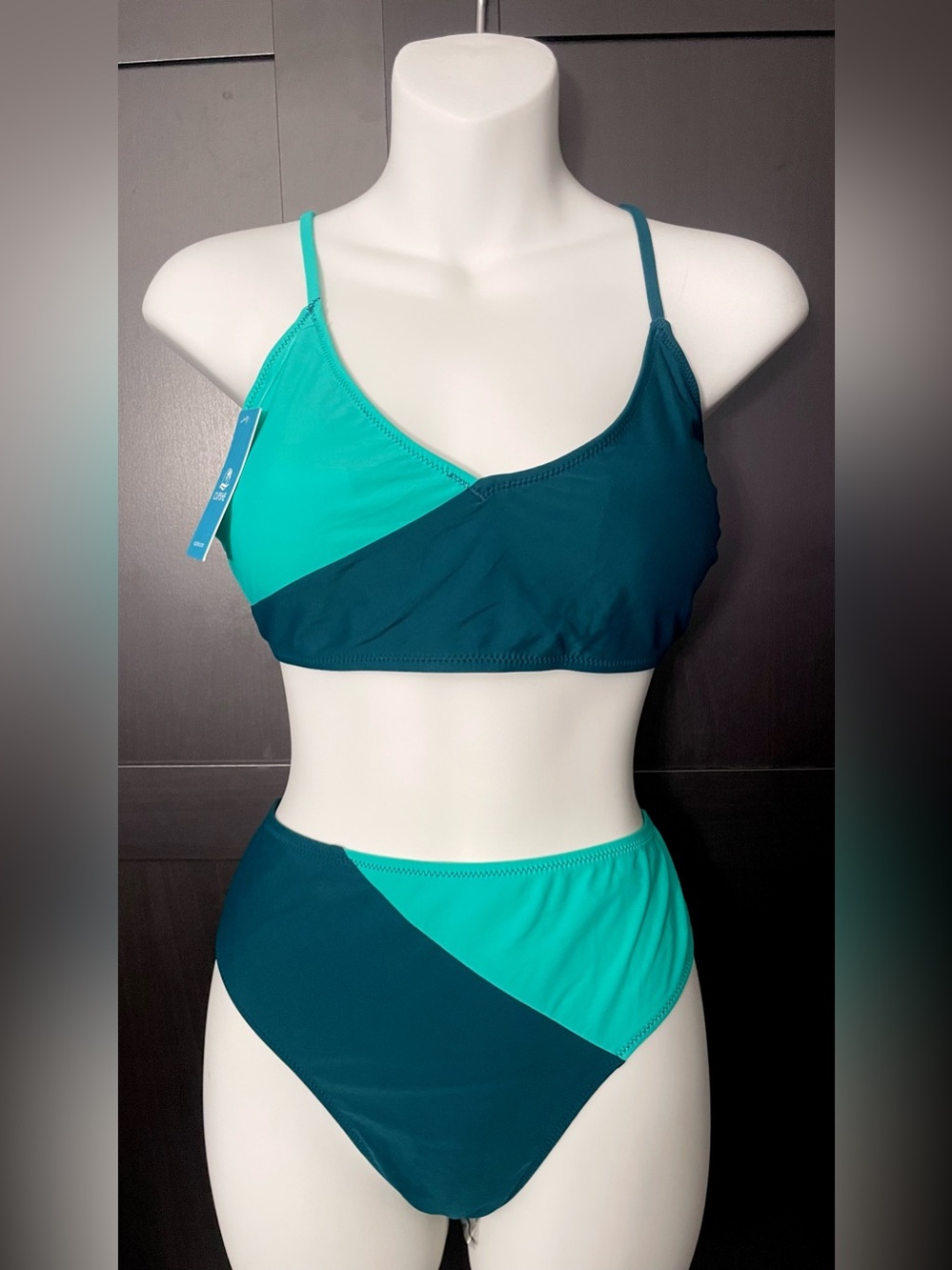 Cupshe - Two-Tone Teal & Dark Teal Colorblock Bikini NWT. - XL